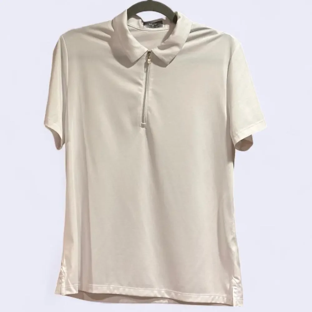 Callaway Women's White 1/4 Zip Short Sleeve Golf Polo Shirt - Opti-Dri - Size L